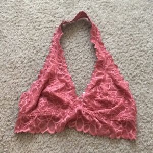 PINK Halter top Lace Bralette
